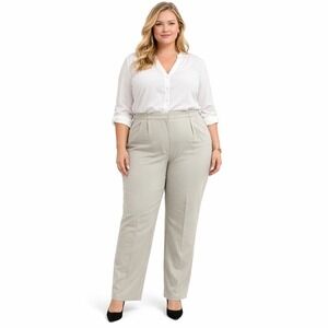 Sigrid Olsen Wide Leg Pants Size 24W Antique Khaki High Rise NWT